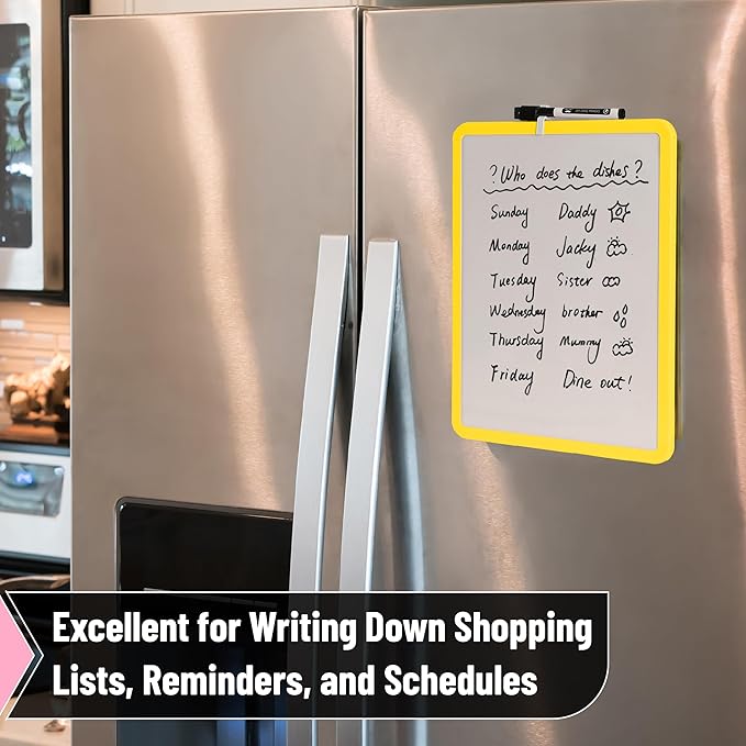 Mr. Pen- Dry Erase Board, 14” x 11” with a Black Dry Erase Marker, Yellow Frame, Small White Board, White Board for Kids, White Board for Students, Small Dry Erase Board, Mini White Board