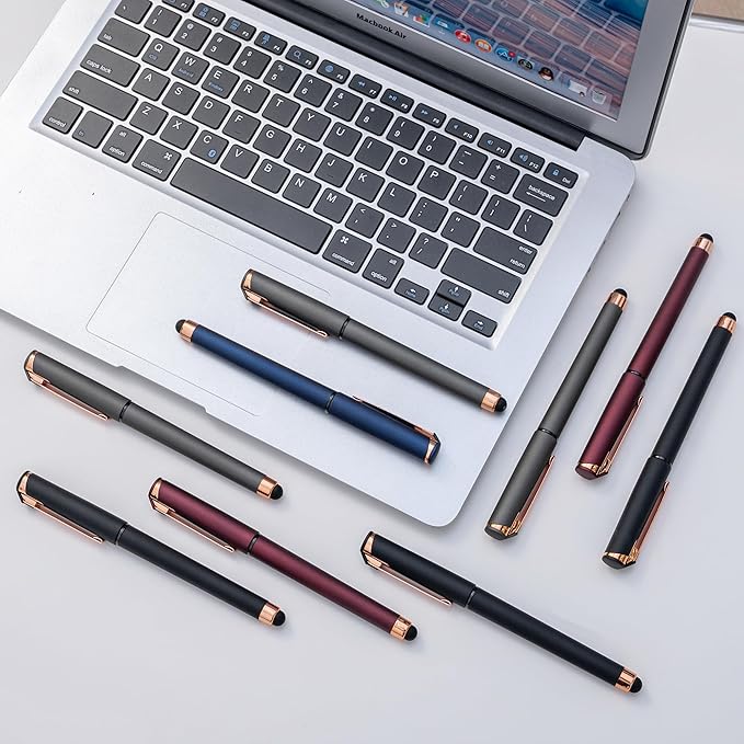 Linbsunne Black Gel Pens 0.7mm Medium Point Pen Office Pens 2-in-1 Stylus Pens for Touch Screens Gel Ink Rollerball Pens for Writing (18 Pack-red)