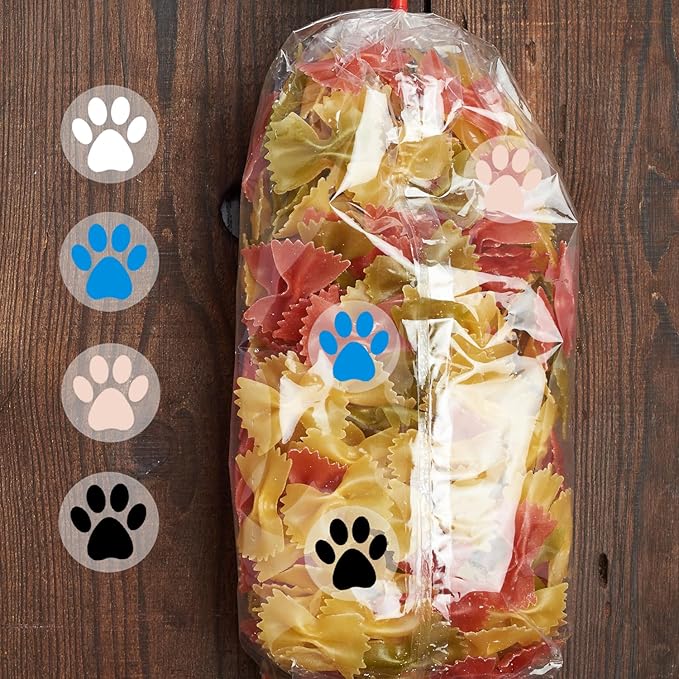 Paw Print Stickers, 1.5" Clear Round Bear Paw Stickers (500 PCS, Blue)