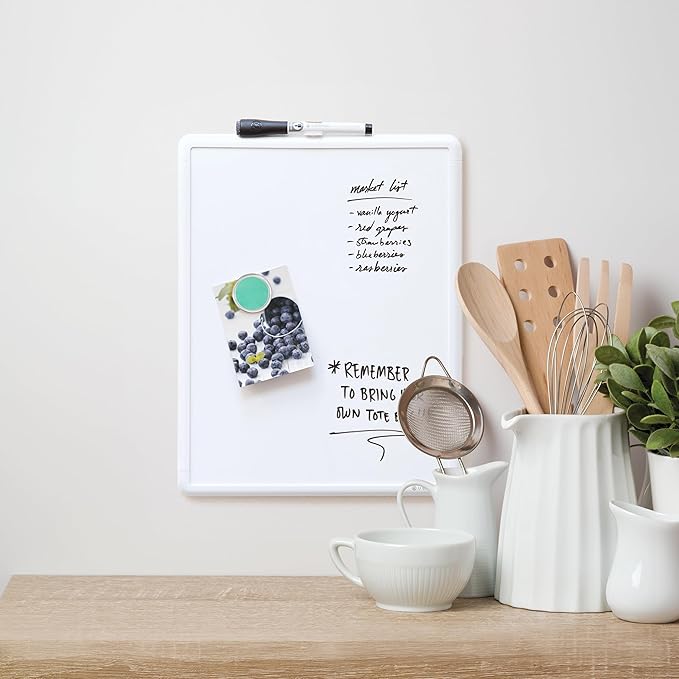 U Brands Contempo Magnetic Dry Erase Board, 11”x14”, White Modern Frame, Includes Magnet and Marker