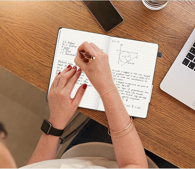 Lined Journal Notebook, 200 Pages, Leather Hardcover Notebooks, A5 College Ruled Thick Classic with Pen Loop Notebook Journals for Writing, for Women Men Office School, 5.75'' X 8.38'', Grey