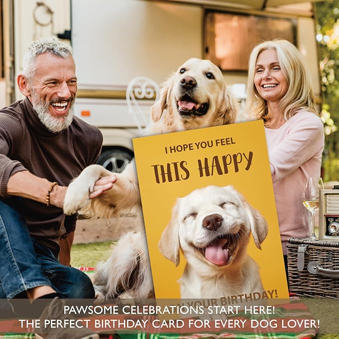 Gooji 5x7 Funny Happy Dog Birthday Card – Cute Puppy Design, Hilarious Greeting, Perfect for Dog Lovers, Men, Women, Husband, Wife