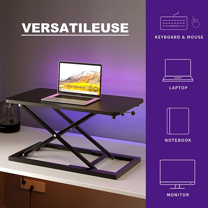Decoholic Single 24 inch Scissors Lift Keyboard and Mouse Riser, Height Adjustable Standing Desk Converter for Ergonomic Sit Stand Workstations,suitable to hold large/small items (24inch, Black)