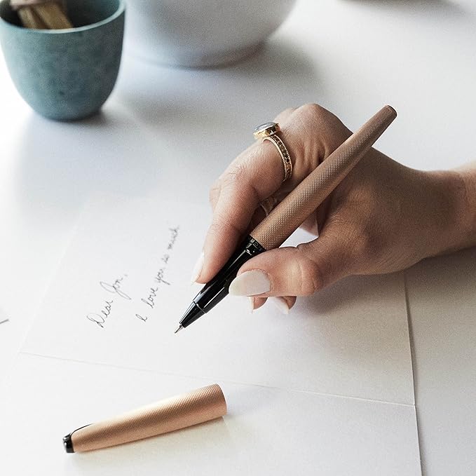 Cross ATX Refillable Ballpoint Pen Presented in a Luxury Gift Box - Medium Point, Black Ink, Sandblasted Titanium Gray