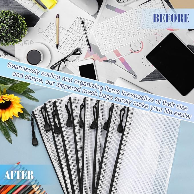 Jetec 32 Pcs Mesh Zipper Bags Toy Storage Bikini Organizer Bag Bolsas Para Guardar Trajes De Baño Waterproof Zipper Reusable Pouch Puzzle Multipurpose for Storage Office(Black,9.5 x 4.5 Inch)
