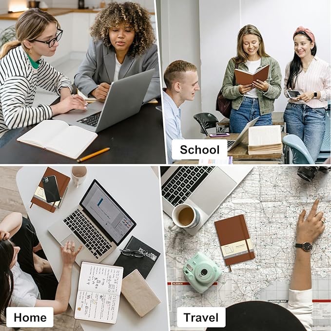 Comix Lined Journal Notebook for Women Men, Journaling Notebooks for Office School Home, Brown, 240 Pages, 5.5" x 8.3", College Ruled, A5, Hardcover