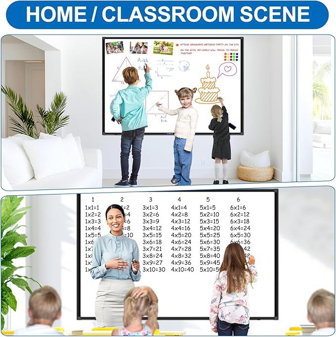 H-Qprobd Large Magnetic White Board Dry Erase Whiteboard with Black Aluminum Frame, 60"X40" Hanging White Boards for Wall with Long Pen Tray, Presentation Board for Office Classroom Home