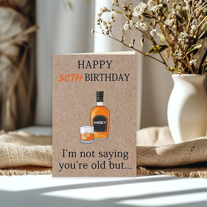 Funny 50th Birthday Gifts for Women Men, 50th Birthday Cards for Her Him, 50 Year old Bday Decorations for Man Husband Dad Mom