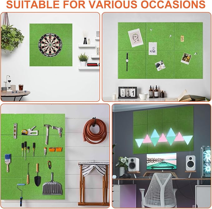 Cork Boards for Walls 48" x 36" Felt Board Alternative, 12 Pack Felt Wall Tiles Bulletin Board, Large Cork Board for Office Pin Board Tack Board Cork Boards