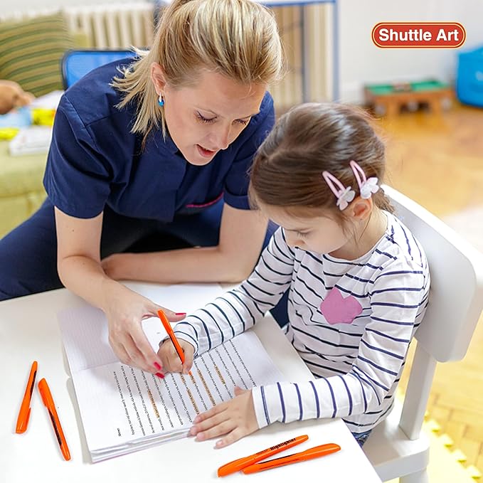 Shuttle Art Highlighters, 30 Pack Highlighters Bright Colors, Orange Colors Chisel Tip Dry-Quickly Non-Toxic Highlighter markers for Adults Kids Highlighting in the Home School Office