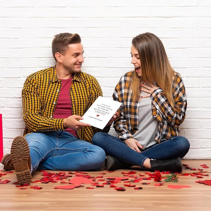 Funny Birthday Card for Husband Wife, Romantic Birthday Card for Boyfriend Girlfriend, Happy Birthday Cards for Him Her, ’We're Going to Grow Old Together and That You Have a Head Start’