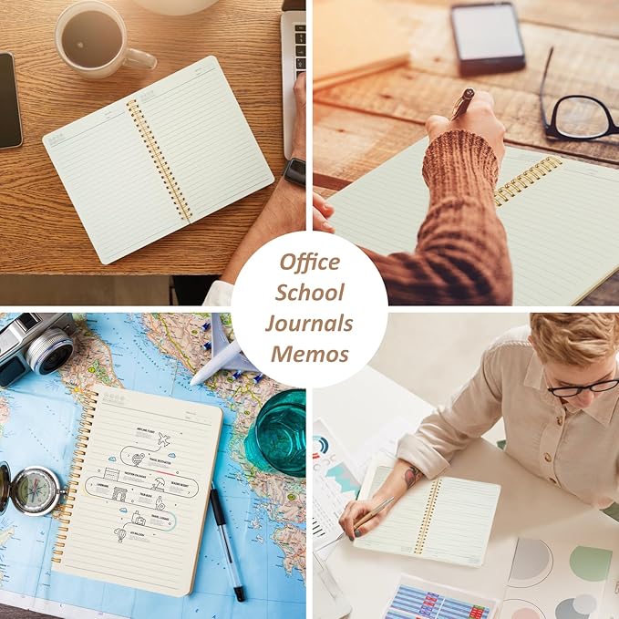 Ruled Spiral Notebook - 6 Pack Lined Notebooks for Work School - A5 Journals Bulk, Soft Cover Travel Journal Spiral for Writing Drawing, 8.2" X 5.8", 60 Sheets/120 Pages