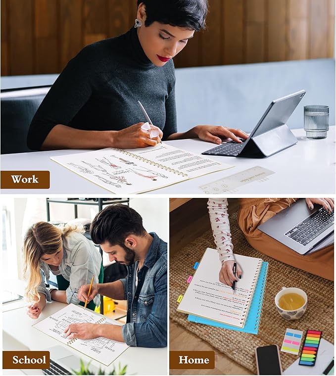 Dotted Notebook, Spiral Notebook Journal 8.5” x 11”, A4 Large Dot Grid Notebooks for Women Men, 100 GSM Dotted Paper, Plastic Hardcover Spiral Bullet Journals for Work School Sketching, Yellow