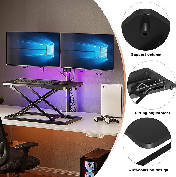 Decoholic Single 24 inch Scissors Lift Keyboard and Mouse Riser, Height Adjustable Standing Desk Converter for Ergonomic Sit Stand Workstations,suitable to hold large/small items (24inch, Black)