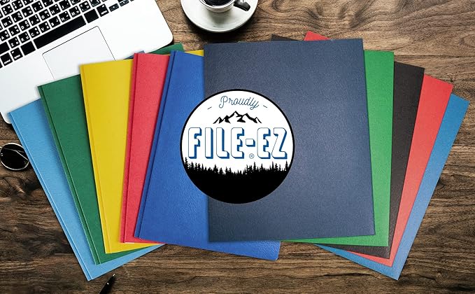 FILE-EZ Two-Pocket Folders, Black, 25-Pack, Textured Paper, Letter Size (EZ-32505)