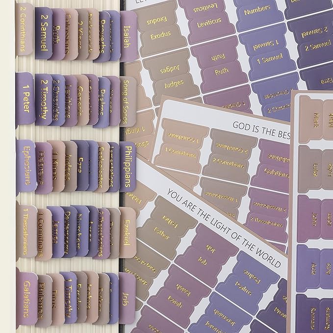 Mr. Pen- Bible Tabs, 75 Tabs, Lavender Fields, Gold Foil Lettering, Laminated Bible Tabs for Women and Men, Bible Tabs for Study Bible Index Tabs, Bible Book Tabs, Bible Labels Tabs