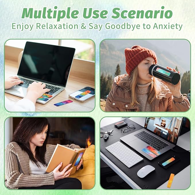 72 Pieces Anxiety Sensory Stickers with Storage Box - Calming Stickers 2 Textured Surface - Fidget Strips for Office & Classroom Desk Adult & Teen Stress