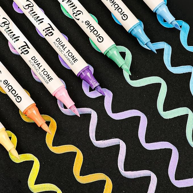 Grabie 72 Colors Acrylic Paint Markers, Soft Brush Tip Acrylic Markers Set, Paint Pens for Wood, Fabric, Canvas, Glass, Stone, Canvas, Rock Painting and DIY Crafts Art Supplies