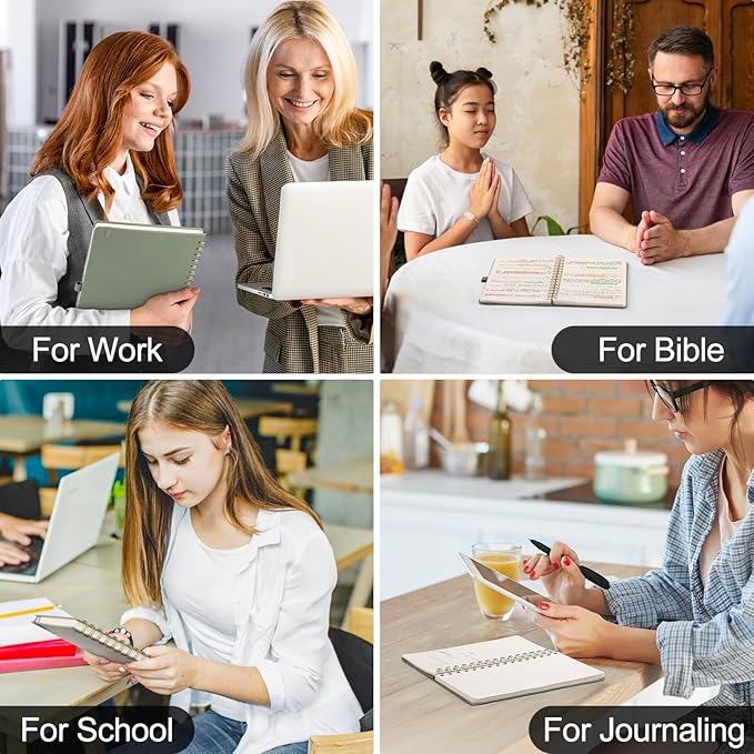 AHGXG Lined Spiral Notebook 8.5" x 11", A4 Large Notebooks for Women Men, Hardcover Leather Notebook College Ruled, 100 GSM Thick Paper, Notebooks for Work School Note Taking Writing, GrayBlue