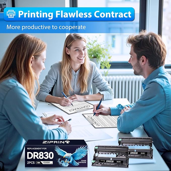 ZIPRINT DR830 DR-830 Drum 2 Pack Compatible Replacement for Brother tn830xl dr830 dr-830 Drum Unit for HL-L2460DW DCP-L2640DW HL-L2405W MFC-L2820DW MFC-L2900DW HL-L2480DW Printer