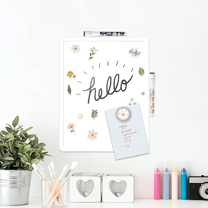 U Brands Contempo Magnetic Dry Erase Board Kit, Set of 19, 11”x14”, Fall Floral, Includes Magnets, Markers