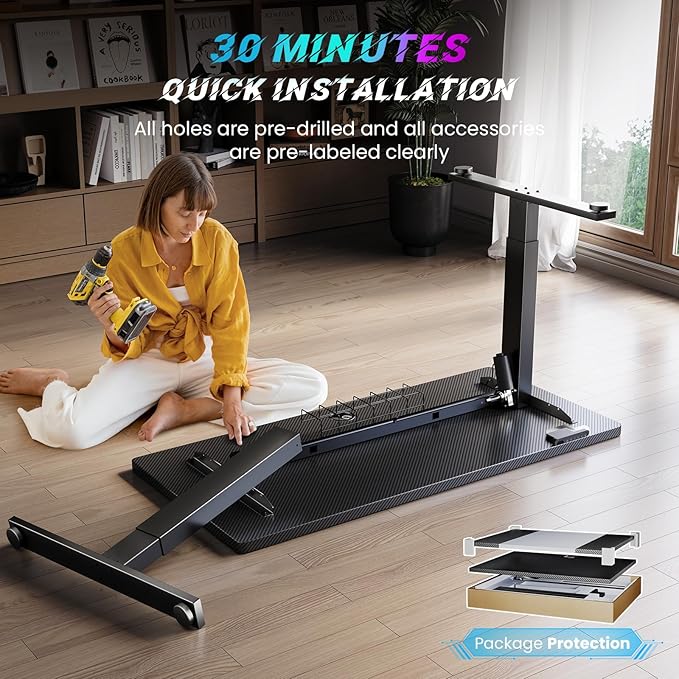 SIAGO Electric Standing Desk Adjustable - 63 x 24 Inch Sit Stand up Desk with Cable Management - 3 Memory Preset Adjustable Height Table