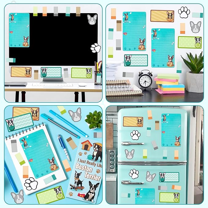I Just Really Like Boston Terrier Sticky Notes Set, 550 Sheets, Cute Boston Terrier Self-Stick Notes Pads Animal Divider Tabs Bundle Writing Memo Pads Page Marker Back to School Office Supplies