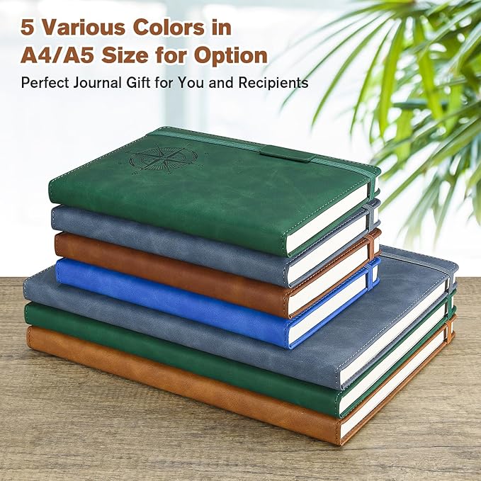 Notebook Journal for Women Men: Leather Journal for Writing, Hardcover College Ruled Journals Notebooks with Thick Paper, Large A5 Daily Journal for Travel, Diary, Gifts for Teens, 5.7"×8.5", Brown