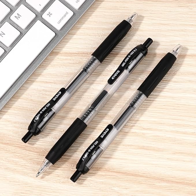 EYEYE G-103 Retractable Gel Pens Black 0.7mm, 50 Pack Medium Point Gel Ink Pens Quick Drying, 0.7 mm Fine Piont Ballpoint Pen Smooth Writing for Office School Supplies