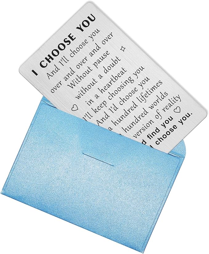 TANWIH I Choose You Wallet Card Gift, Groom Gifts from Bride on Wedding Day, I Love You Cards Gifts for Him Husband, Engagement, Valentines