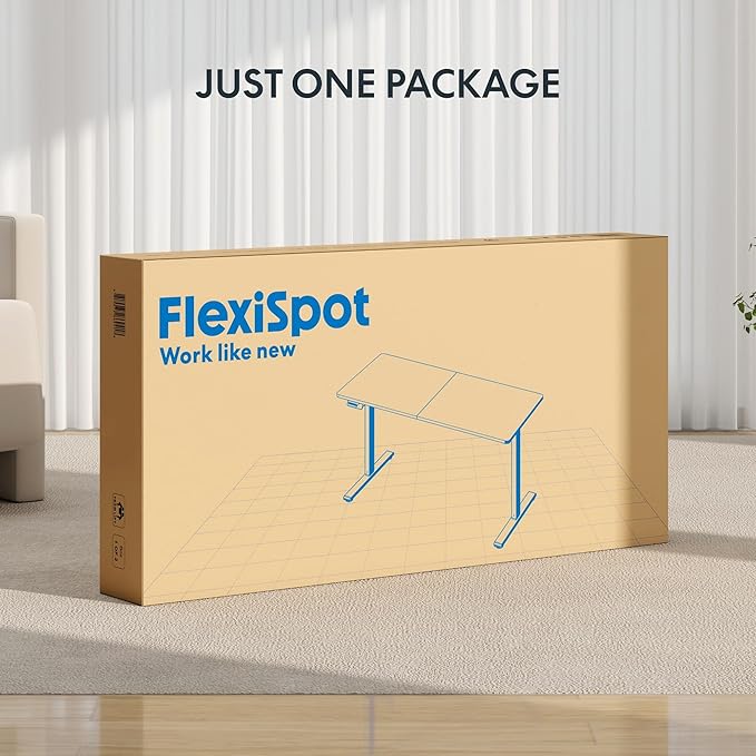 FLEXISPOT Standing Desk 55 x 24 Inch Adjustable Height Desk Home Office Computer Workstation Sit Stand Desk, White Top + White Frame