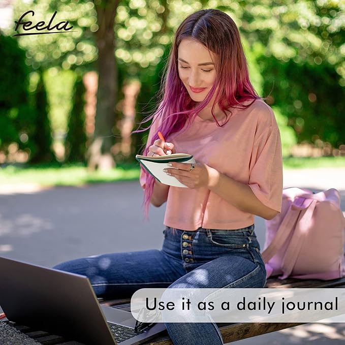 8 Pack Soft Cover Journal Bulk, Feela Notebooks College Ruled for Work, Lined Travel Journal for Women Men, Note Taking Notebook School Supplies Business Writing, 8.2” x 5.5”, A5, Dark Green