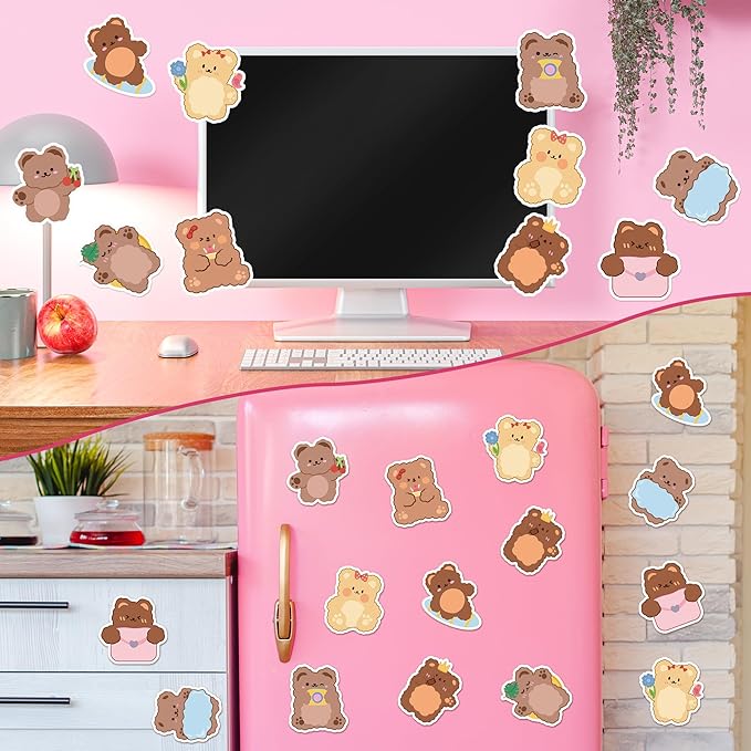 30 Pack Cute Bear Sticky Notes, Total 600 Sheets, Cartoon Bear Shaped Self Sticky Notepads Animal Memo Pads for Office School Student Kids Class Birthday Party Favors Goodies Bag Fillers