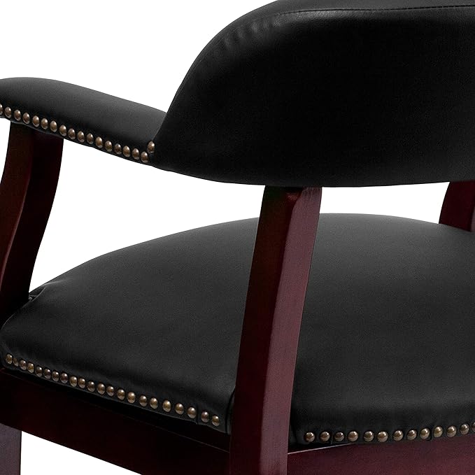 EMMA + OLIVER Black LeatherSoft Conference Chair with Casters