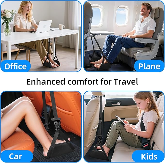 Airplane Foot Hammock for Plane Travel,Foot Sling Swing Rest for Airplane Travel,Plane Foot Hammock and Leg Rest for Long Air Flight,Feet Hammock Footrest and Leg Sling for Long Air Flights.