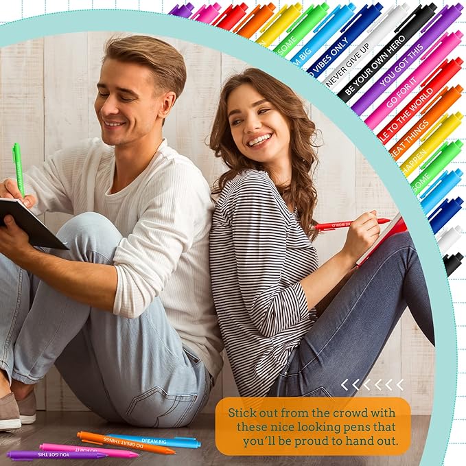 50 Pcs Gel Ink Pens Motivational Inspirational Quote Pen Retractable Rolling Ball Smooth Writing for Coworkers Supplies Office Home(Assorted Color,Motivational)
