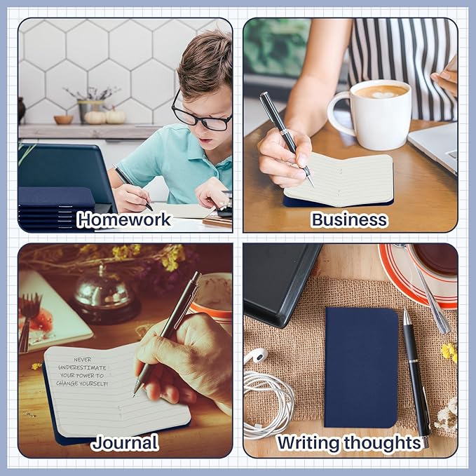 Outus 15 Pcs Mini Pocket Notebook 2.5" x 4" Small Journal Kraft Paper Notepads Bulk Softcover Pocket Notepad Memo Diary Subject Notebooks for Traveler Worker(Blue,Lined Style)