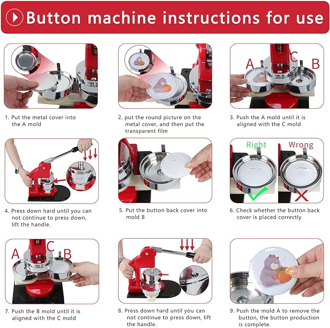 Button Maker Multiple Sizes - DIY Press 1.25 inch+2.25 inch+3 inch, Removable Badge Machine With 300 Parts Supplies, Circle Cutter and Cutting Mat