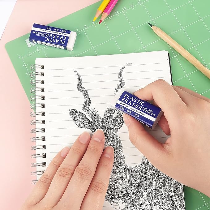 Tamaki 6 Pack Erasers, Large White Erasers for School Office, Art Eraser for Drawing