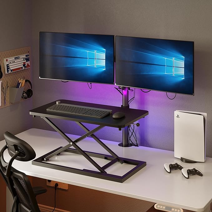 Decoholic Single 24 inch Scissors Lift Keyboard and Mouse Riser, Height Adjustable Standing Desk Converter for Ergonomic Sit Stand Workstations,suitable to hold large/small items (24inch, Black)