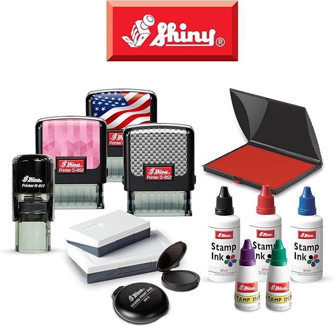 Shiny Gratuity Included Stamp, Round Self Inking Stamp for Restaurant, Bar and Retail, Blue Ink