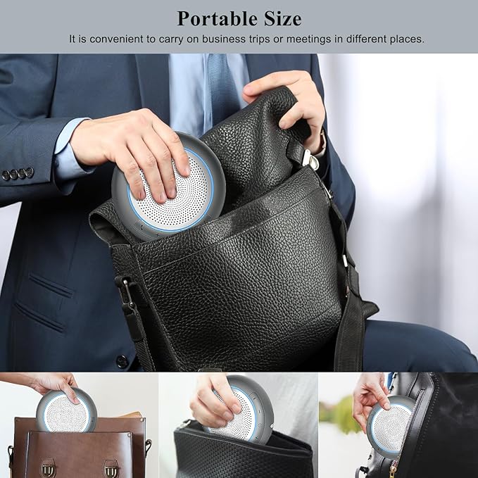 Conference Speaker with Microphone, Silver 360° Voice Pickup Portable Conference Microphone Noise Reduction Bluetooth 5.0 Speakerphone for Zoom, Webex, Home, Office, Online Calling