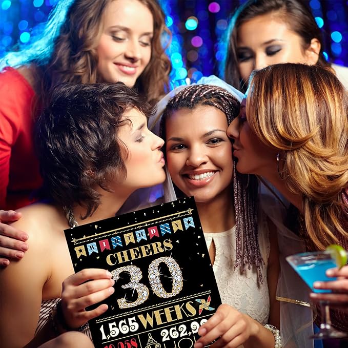 30th Birthday Card, 30th Birthday Decorations for Women Men, 30th Birthday Gifts for Her Him, Back in 1995 Birthday Card, Black Gold