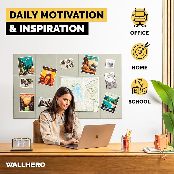 Corkboards for Wall, 59"x36" | 15 Pack | Cork Board Squares, Pin Up Board, Office Board for Wall, Big Bulletin Board, Cork Roll with Adhesive Backing (Sage Green)