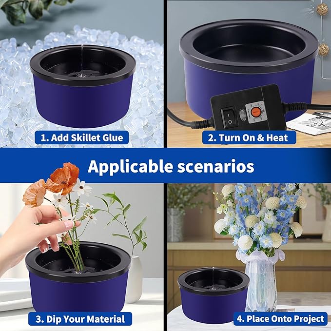 Electric Glue Pot for Crafts, 225-400°F Adjustable Temperature, 160ml Hot Glue Pot, 5-1/4" Diameter, 1" Depth - Fits Glue Sticks and Glue Pellets - Great for Crafts, DIY Projects Glue Pellets