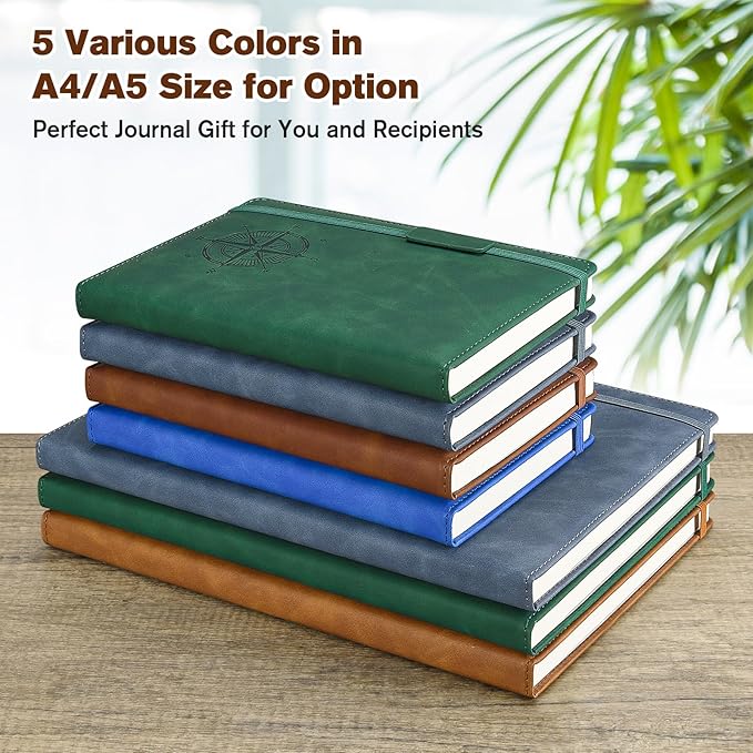 Notebook Journal for Women Men: Leather Journal for Writing, Hardcover College Ruled Journals Notebooks with Thick Paper, Large A5 Daily Journal for Travel, Diary, Gifts for Teens, 5.7"×8.5", Coffee