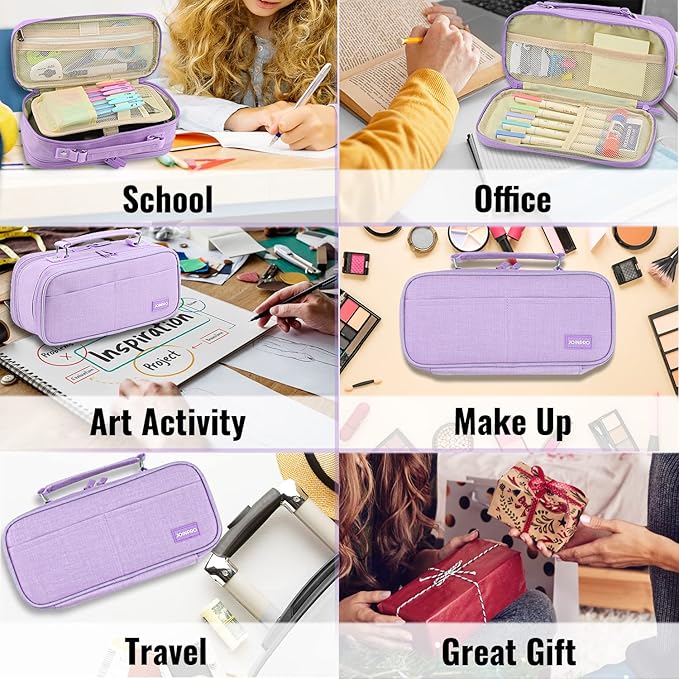Pencil Case, Large Capacity Pencil Case Organizer; Double Zipper Storage Bag; Big Pencil Pouch for College School Office Teen Girl Boy Men Women Adult