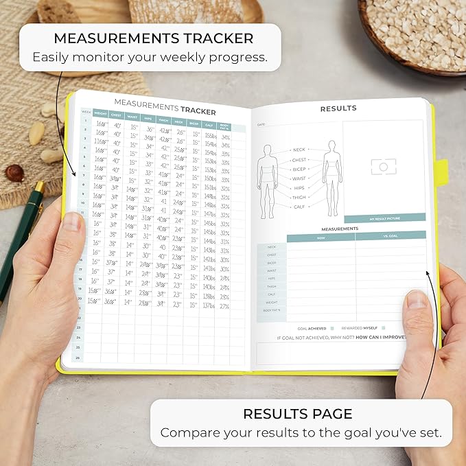 Clever Fox Food Journal - Daily Food Diary, Meal Planner to Track Calories & Nutrients, Weight Tracker Notebook, A5 (Neon Yellow)