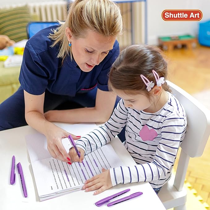 Shuttle Art Highlighters, 30 Pack Purple Highlighters Bright Colors, Chisel Tip Dry-Quickly Non-Toxic Highlighter Markers for Adults Kids Highlighting in Home School Office