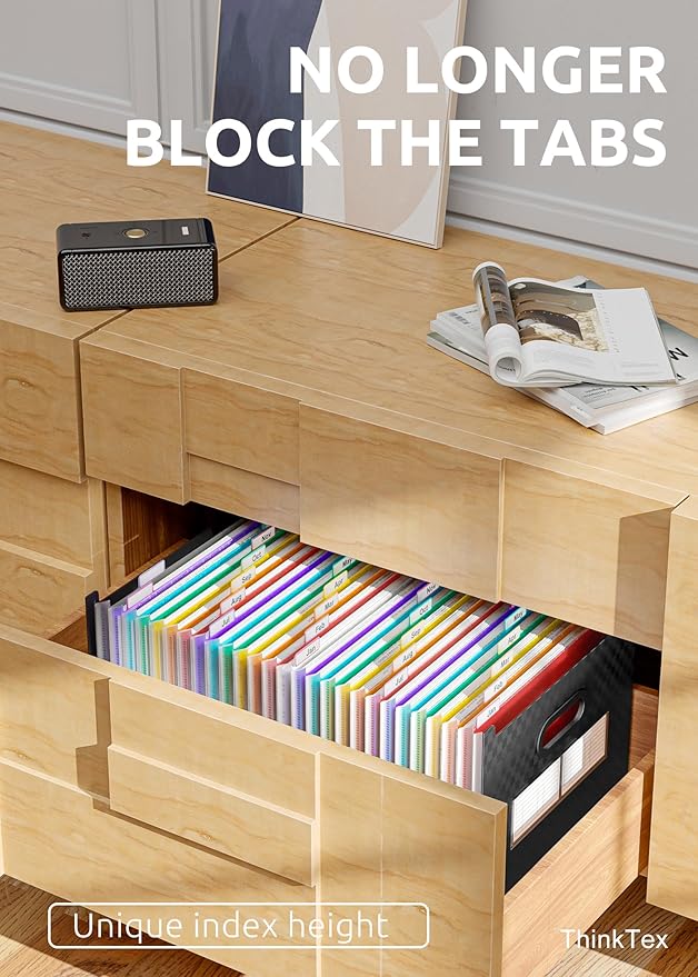 ThinkTex 26 Pockets Expanding File Folder, Upright & Open Top, A-Z Colorful Tabs, Larger Capacity Accordian Folder, Letter/A4 Size for School, Home and Office